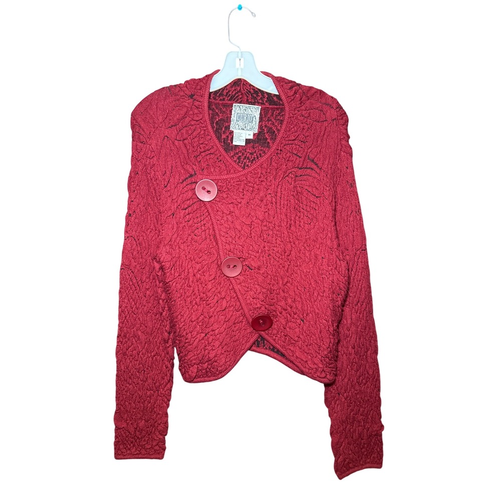 Curio Womens Textured Asymmetrical Button Front Cardigan Sweater Size M